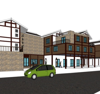 新中式酒店su模型