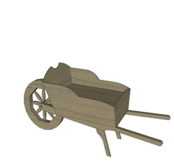 中式独轮车小品su模型