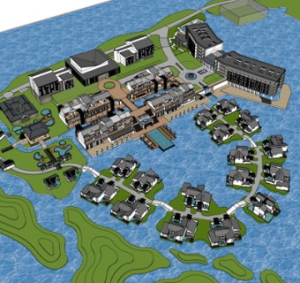 新中式小区规划su模型