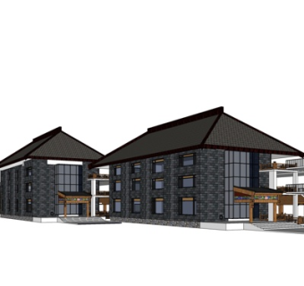 新中式办公楼su模型