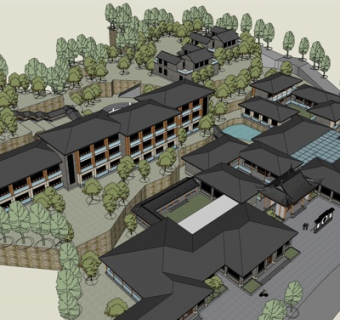 新中式酒店规划su模型