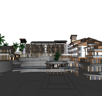 东南亚度假酒店su模型