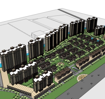 欧式小区规划su模型