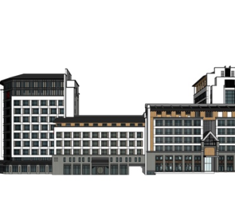 新中式高层公寓楼su模型