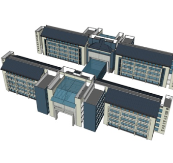 新中式办公楼su模型