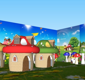 现代蘑菇小木屋su模型