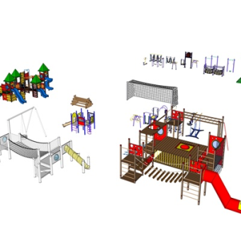 现代儿童滑梯su模型