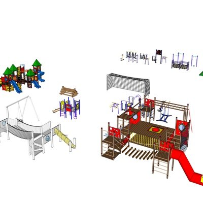 现代儿童滑梯su模型