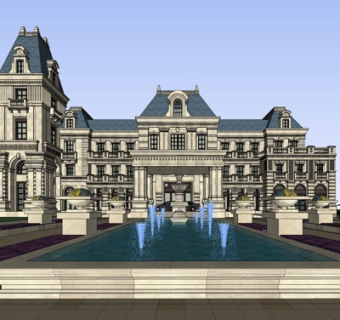 法式酒店外观su模型