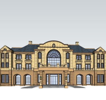 欧式酒店外观su模型