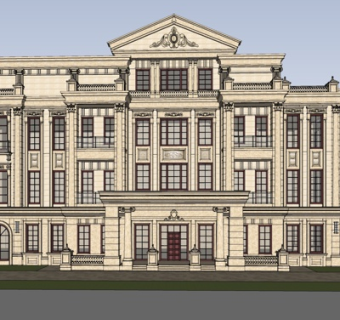 法式酒店外观su模型