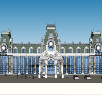 法式酒店外观su模型