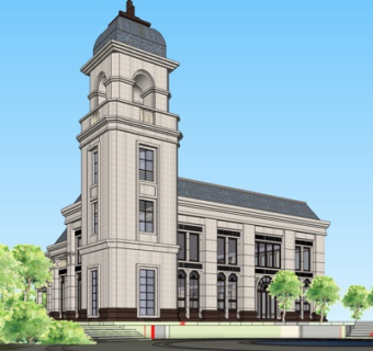 欧式酒店外观su模型