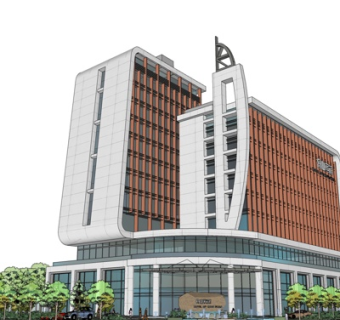 现代酒店外观su模型