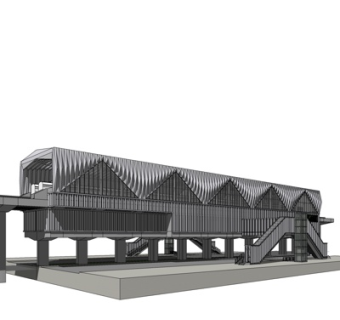 现代高铁站外观su模型