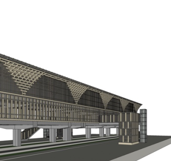 现代高铁站外观su模型