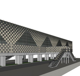 现代高铁站外观su模型