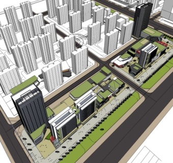 现代商业街su模型