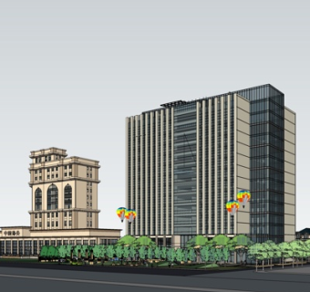 现代办公楼su模型