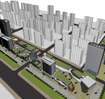 现代商业街su模型