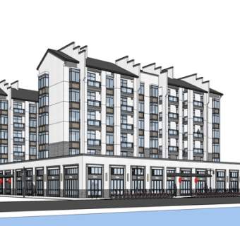 新中式商住综合楼su模型