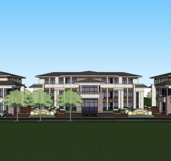 新中式公寓楼su模型