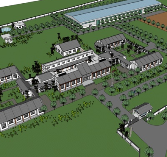 新中式度假酒店规划su模型