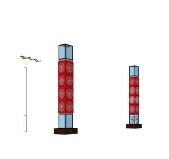 新中式路灯景观灯su模型