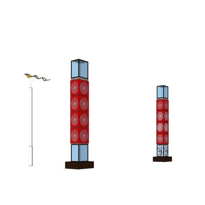 新中式路灯景观灯su模型