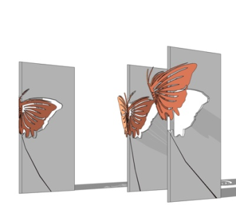 现代蝴蝶景观墙小品su模型