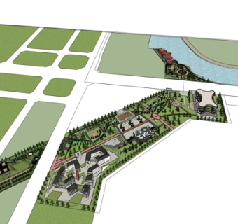 现代小区规划su模型