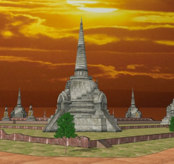 东南亚佛塔su模型