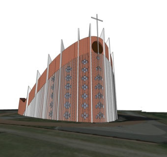 现代教堂外观su模型