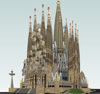 欧式教堂外观su模型