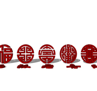 中式雕花小品su模型