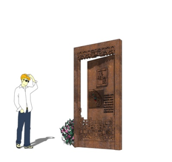 中式景观墙小品su模型