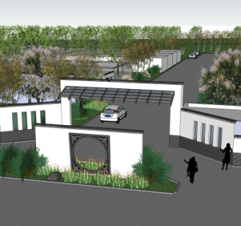 新中式小区门头su模型