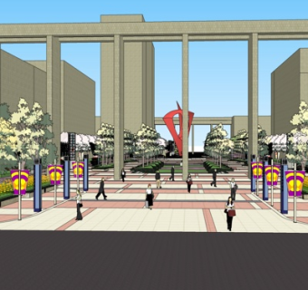 现代商业办公广场su模型