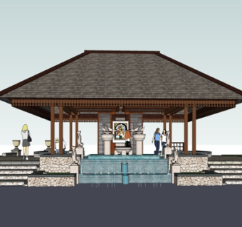 中式古建古庙su模型