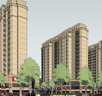 欧式商业街su模型