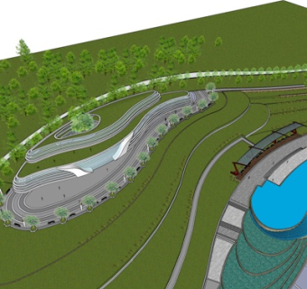 现代园林规划su模型