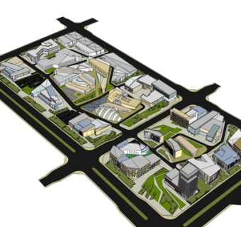 现代工业区规划su模型