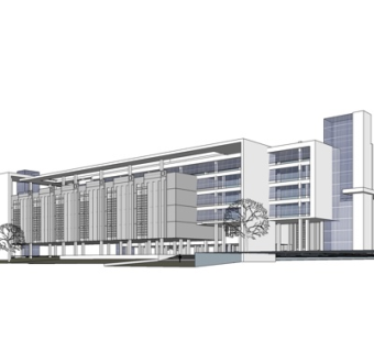 现代办公楼外观su模型