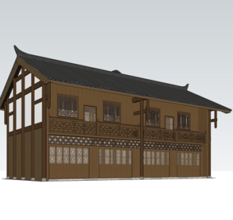 中式古建民房su模型