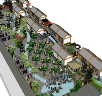 新中式别墅规划su模型