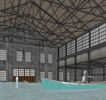 工业风泳池su模型