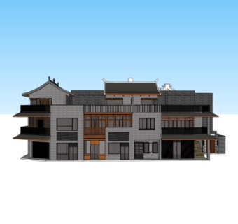 新中式住宅外观su模型