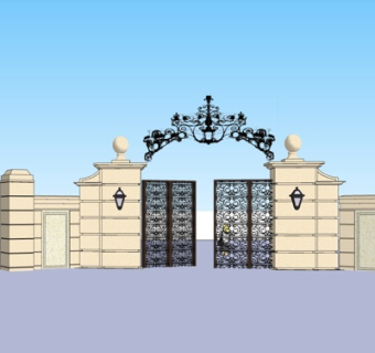 欧式庭院围墙免费su模型