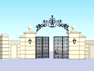 欧式庭院围墙su模型