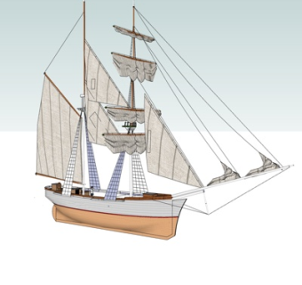 现代海船su模型